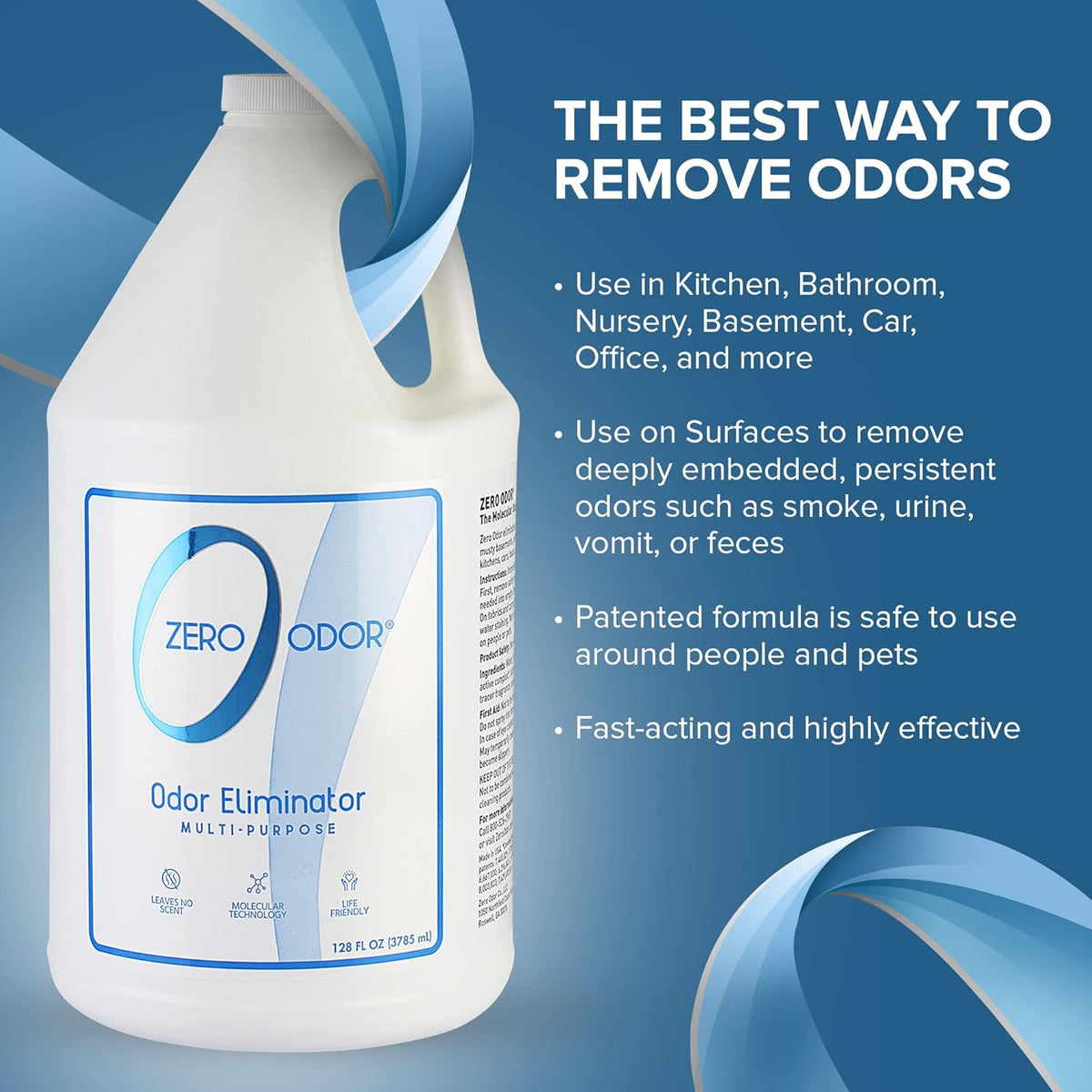 Zero Odor Multi-Purpose Odor Eliminator - Eliminate Air & Surface Odor – Patented Technology Best for Bathroom, Kitchen, Fabric, Closet- Smell Great Again, 8oz (Over 1000 Sprays)