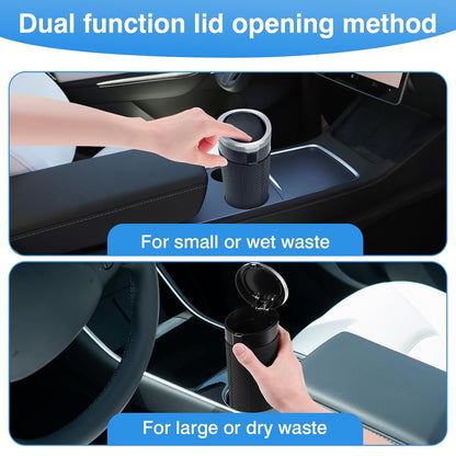Car Trash Can Bin with Lid, 2 Packs Mini Leakproof Garbage Can for Vehicle, Cup Holder Trash Can, Small Trash Bin for Cars, Home, Bedroom, Office(Black)