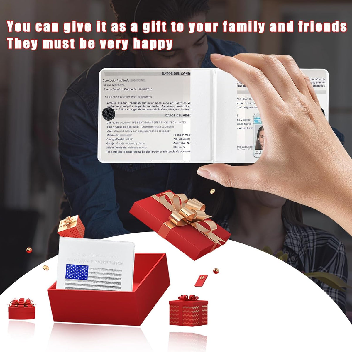 Ziciner Car Registration Insurance Holder, 2Pack Essential Auto Card Document Glove Box Organizer with Touch Fastener, Vehicle Interior Accessories Perfect for Most Car, Truck, SUV (Red/Small Car)