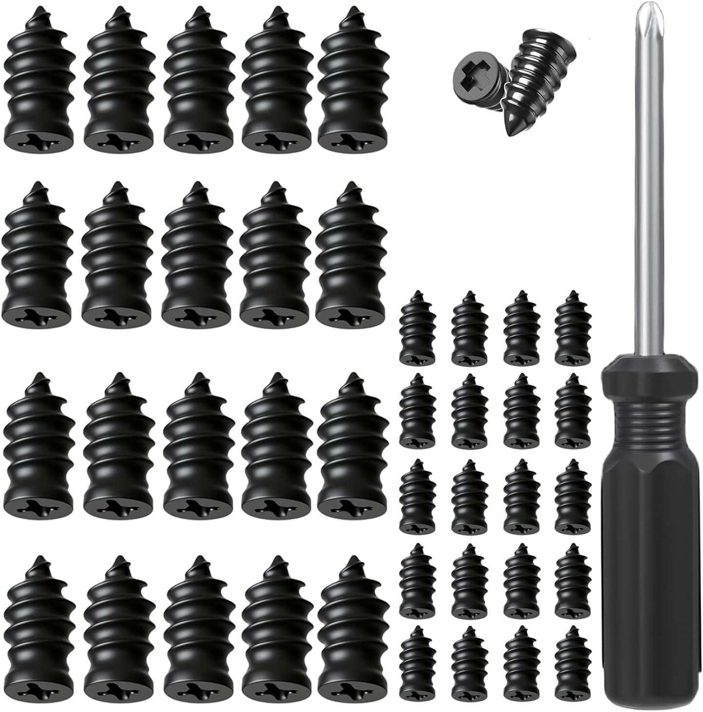 Tire Repair Nails Kit with 2 Sizes, Screw in Tire Repair Plugs with Box and Screwdriver, Fast Self-Service Tire Repair Tools (40 Pcs)