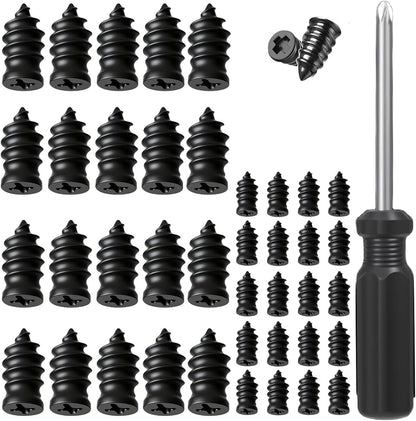 Tire Repair Nails Kit with 2 Sizes, Screw in Tire Repair Plugs with Box and Screwdriver, Fast Self-Service Tire Repair Tools (40 Pcs)