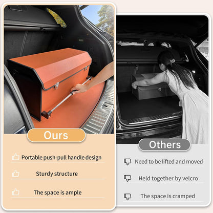 XCF Car Trunk Organizer, Leather Trunk Organizer for SUV with Lid and Sturdy Handle Car Storage Organizer (Black, 20.47 x 11.42 x 12.2in)