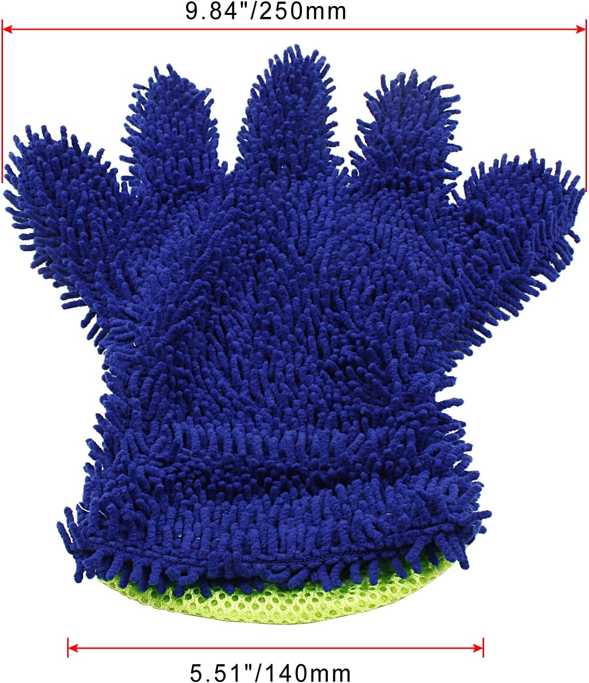 BokWin 2-Pack Car Wash Mitt Scratch Free, 5-Finger Microfiber Wash Mitts, Car Interior Exterior Cleaning Gloves, Auto Chenille Washing Sponge Kits for Cleaning Wheel Tight Spot