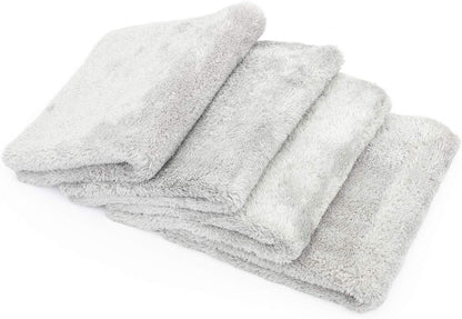The Rag Company - Eagle Edgeless 500 (4-Pack) Professional Korean 70/30 Blend Super Plush Microfiber Detailing Towels, 500GSM, 16in x 16in, Blue