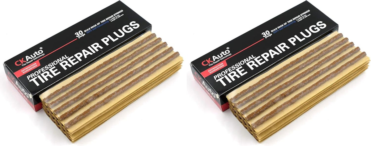 CKAuto 30pcs 4" Black Tire Repair Strings, Automotive Tool Tire Repair Plugs for Tubeless Off-Road Tires Car, Bike, ATV, UTV, Wheelbarrow, Mower