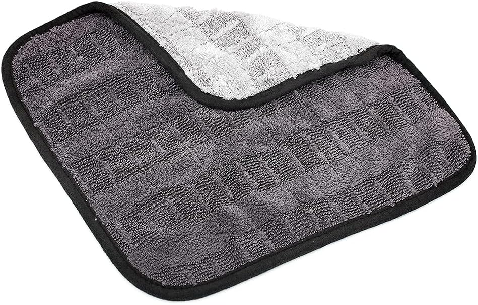 The Rag Company Gauntlet Car Drying Towel, Ultra-Absorbent 70/30 Blend Korean Microfiber, Dries Vehicles Faster Without Scratching, 900 GSM, 30x36 Inches, Ice Grey/Grey, 1-Pack
