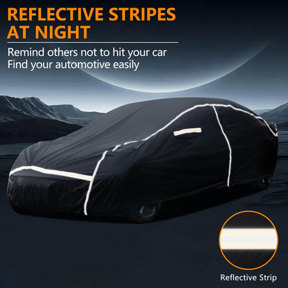 Car Cover Waterproof All Weather,6 Layers Car Covers for Automobiles, Full Exterior Cover with Zipper, Outdoor Car Cover Sun UV Rain Snow Wind Protection, Fit for 185"(185*70*59 inch)Sedan