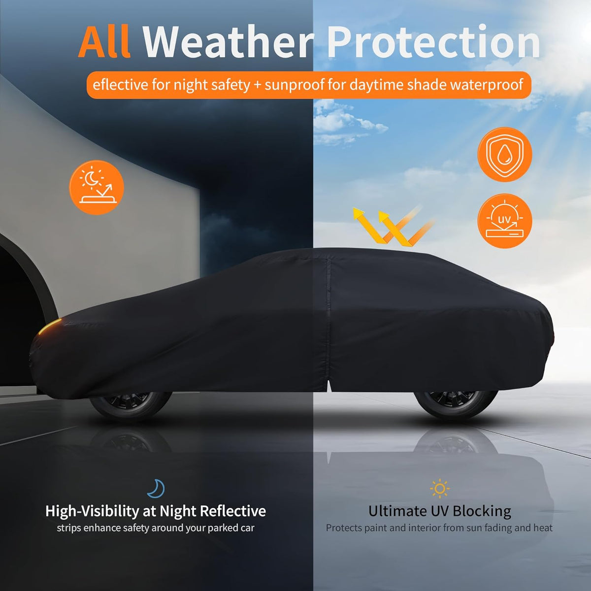 Car Cover Waterproof All-Weather,Outdoor Full Exterior Automobiles Sedan/Coupe (Length 186-193 inch) with Windshield Sun Shade Universal Fit Toyota Camry, Tesla Model 3, Accord etc