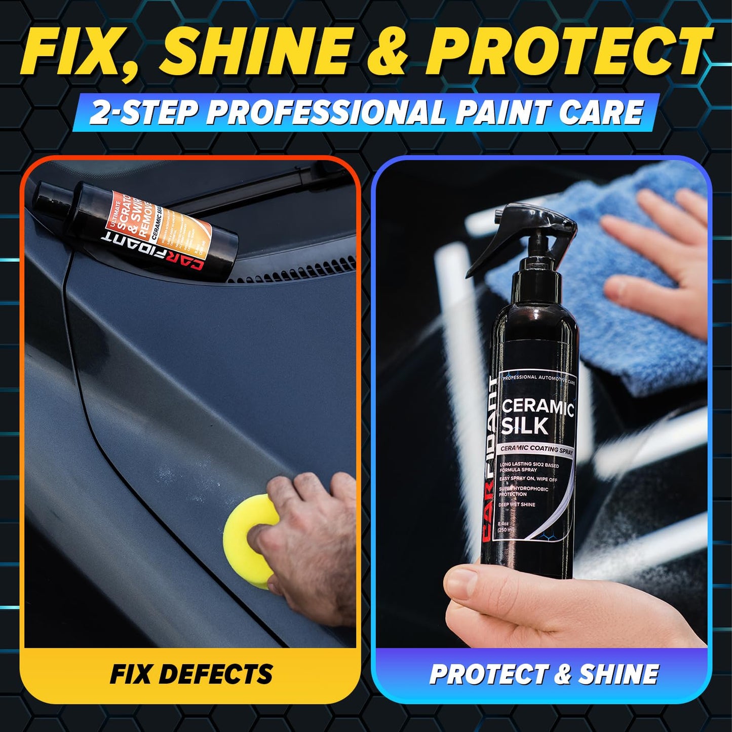 Carfidant Scratch Repair and Swirl Remover - Car Paint Scratch Remover & Restorer Kit with Buffer Pad - Polishing & Waxing Kits - Compound for Vehicles Paint Repair - 8.4 fl. Oz.