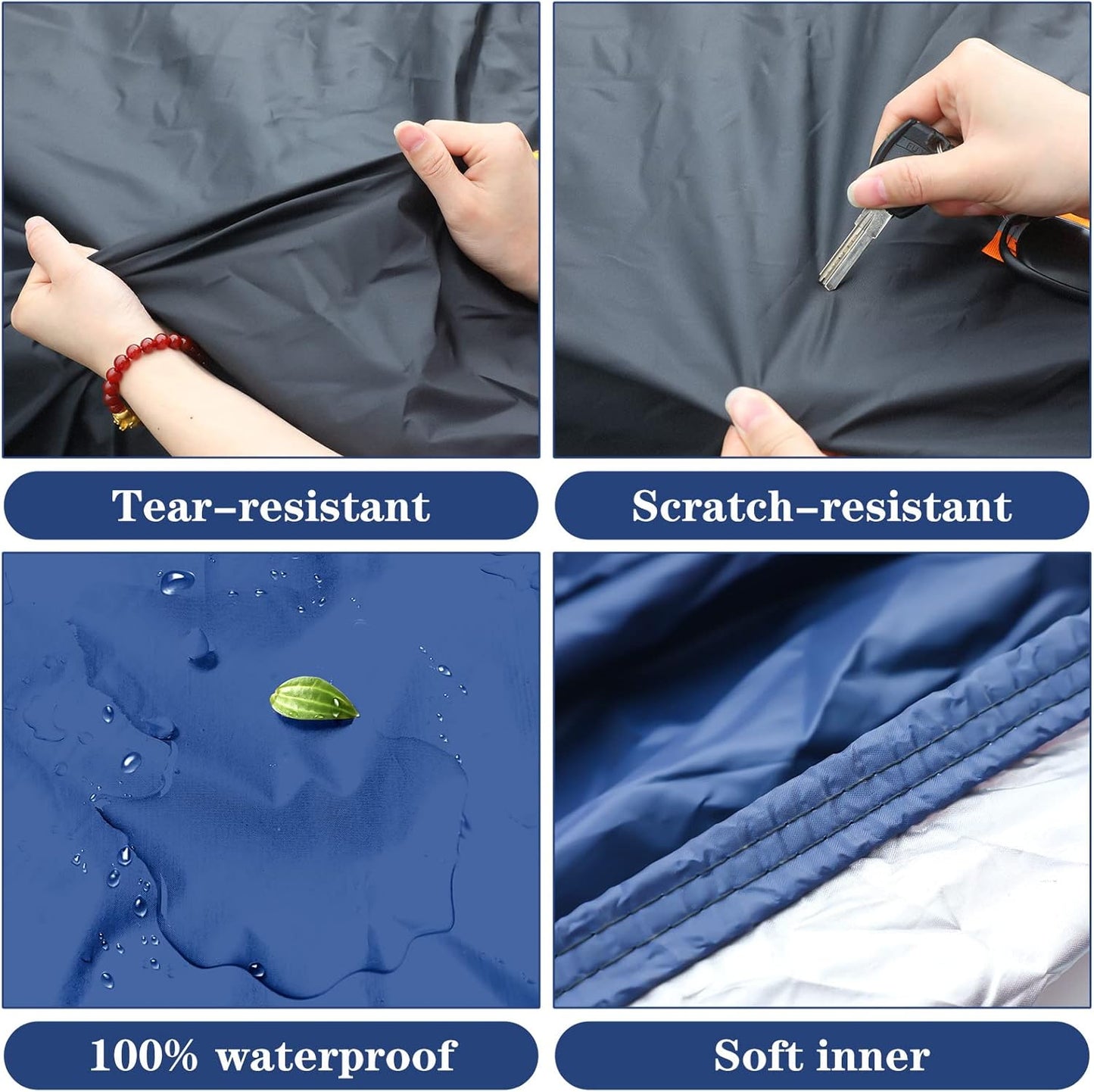 Riakrum Full Car Cover Waterproof All Weather for Automobiles Windproof Cover Rain UV Protection Sun Scratch Resistant Outdoor Universal(Fit Sedan Length (185-193'') 70'' H,Black, Orange)