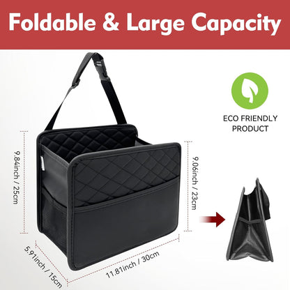 Witaxima Upgrade Car Seat Organizer Backseat with Storage Pockets, Multipurpose Car Organizer Hanging, Car Trash Bag Can,Premium PU Leather Garbage Can 2.14 Gallon Large Capacity, Black.
