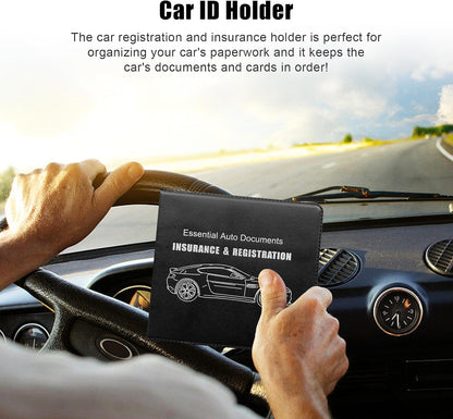 4 PCS Car Registration and Insurance Holder, Vehicle Glove Box Organizers with Closure for License Document, Auto Essential Paperwork Wallet Case Holder, Car Accessories (Black, Car Logo)
