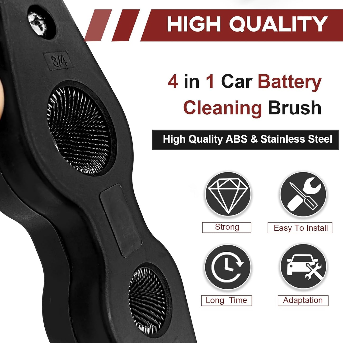 4 in 1 Car Battery Terminal Cleaning Brush, Anti-Rust Auto Battery Cleaner Brush Tool, Universal for Automotive and Marine for Plumbing Installation Soldering Brazing, Car Accessories (Blue)