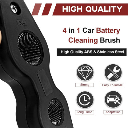 4 in 1 Car Battery Terminal Cleaning Brush, Anti-Rust Auto Battery Cleaner Brush Tool, Universal for Automotive and Marine for Plumbing Installation Soldering Brazing, Car Accessories (Blue)