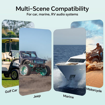 Audiopipe Marine Wireless Music Stream Audio Receiver (AP-BTM-1200), Blutooth 5.0 Adaptor, RCA Stereo Outputs, Perfect for Marine, ATV, UTV, Golf Car, Home Music
