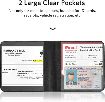 CoBak Car Registration and Insurance Holder - Men and Women Small Lightweight Vehicle Glove Box Car Organizer, Auto Truck Comparment Accessories Case for Essential Document, Driver License (Black)
