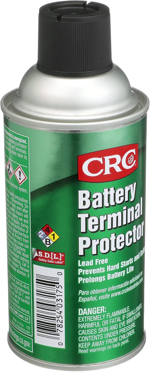 CRC Battery Terminal Protector, 7.5 Wt Oz, Lead-Free, Enhances Battery Life, Prevents Corrosion-Related Leakage, Aerosol Spray