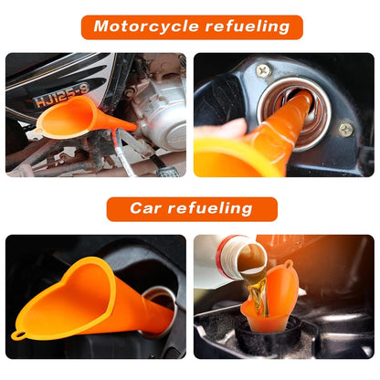 5 Pcs Plastic Long Neck Oil Funnel for Oil Change,Multi-Function Long Funnel for Transmission Fluid Automotive Funnels, Car Water Diesel Fuel Kerosene Liquids Engine Set(Orange)