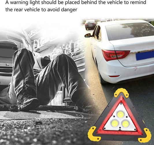 Warning Triangle Light, LED Emergency Triangle Light, Portable Multifunctional Car Warning Triangle Lamp Triangle Cob Work Light for Vehicle Truck Accident Car Repairing