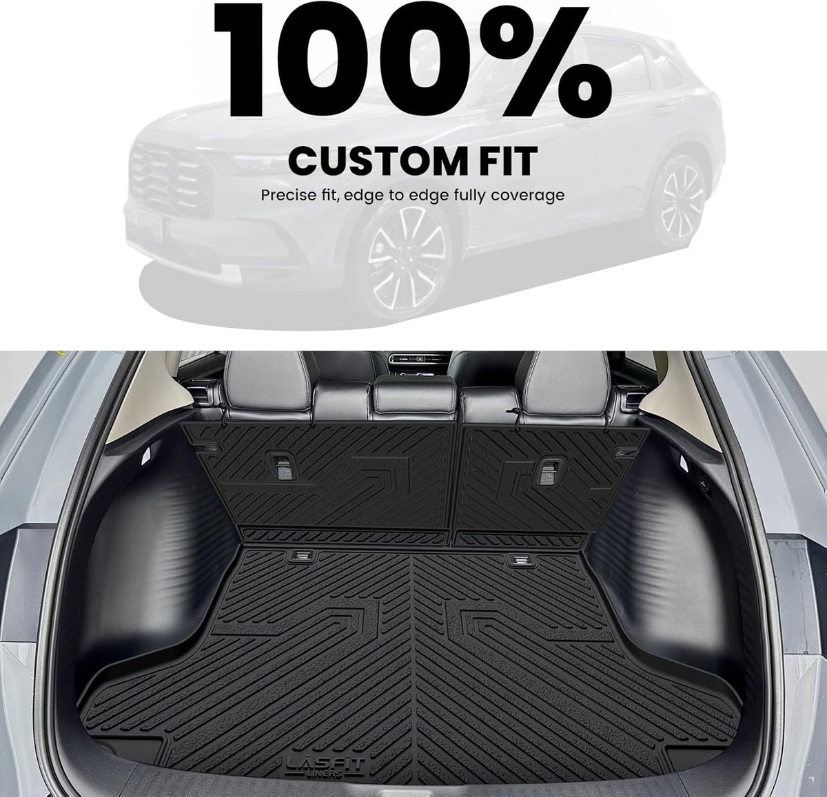 LASFIT Cargo Liner for Honda CR-V 2026 2025 2024 2023 (Gasoline & Hybrid & e:FCEV) All Weather TPE Car Trunk Mat (Upper Position), Cargo Only Black