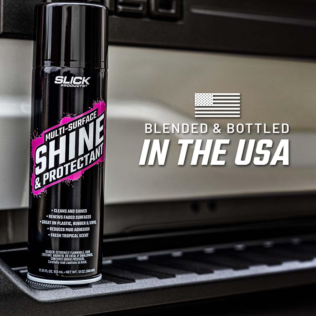 Slick Products Shine & Protectant Spray 17.35 FL OZ. - High Gloss Clear Coating Renew Vinyl, Plastic, Rubber, Trim, Tire, Car, Truck, Motorcycle, Dirt Bike (3-Pack)