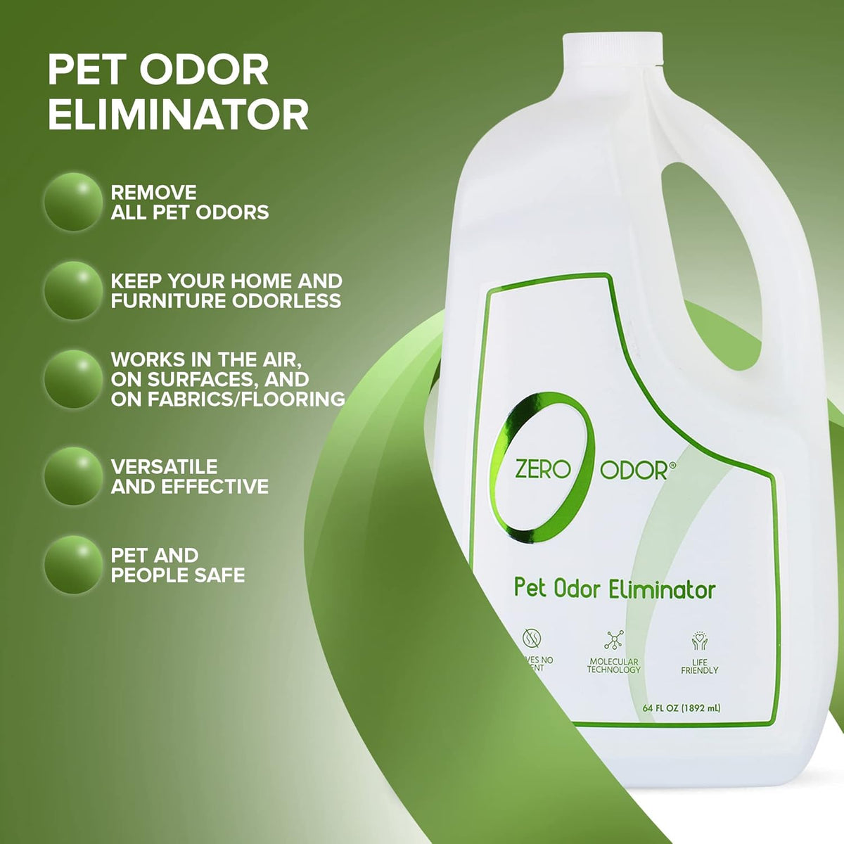 Zero Odor Pet Odor Eliminator, Air and Surface Odor Remover for Carpet, Furniture, and Pet Beds, Trigger Spray, 16 fl oz