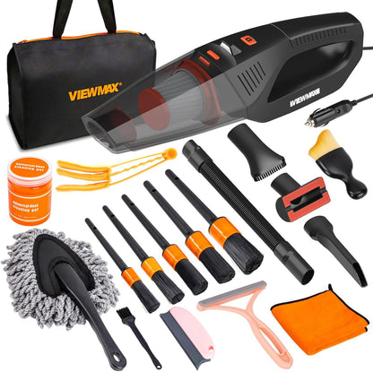 8PCS Car Detailing Brush Set, Interior Car Cleaning Kit with Dash Duster, 4 Detailing Brushes (Soft to Hard), Microfiber Towel, Cleaning Gel, for Vents, Dashboard & Leather Seats