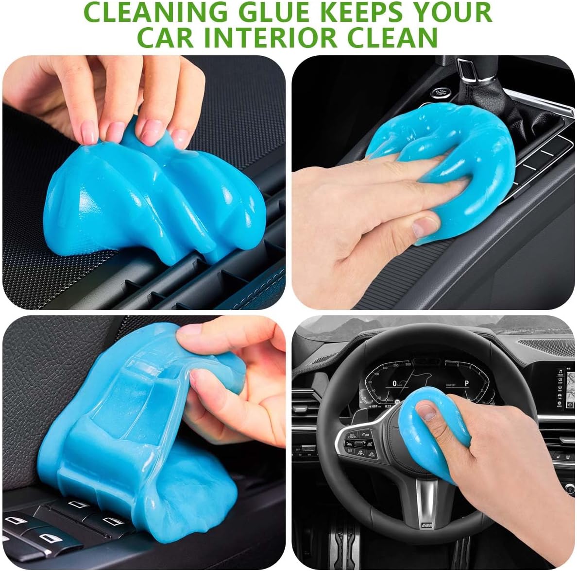 SenseYo 2 Pack Car Cleaning Gel Slime Clean Putty Dust Remover Car Interior Cleaner Kit Supplies Accessories Auto Detailing Tools for Air Vents Consoles Cup Holders Keyboards Notebook Camera