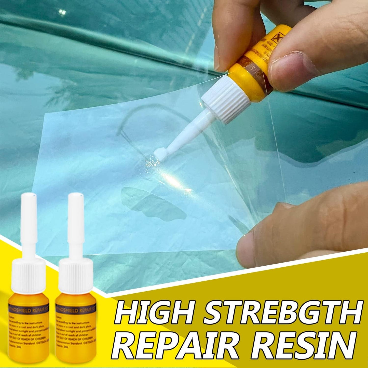 Windshield Repair Kit, 4 Pack Windshield Crack Repair Kit, Upgraded Windshield Chip Repair Kit with Pressure Syringes, Car Window Crack Repair Kit Quick Fix for Bulls-Eye & Star-Shaped Chips, Cracks