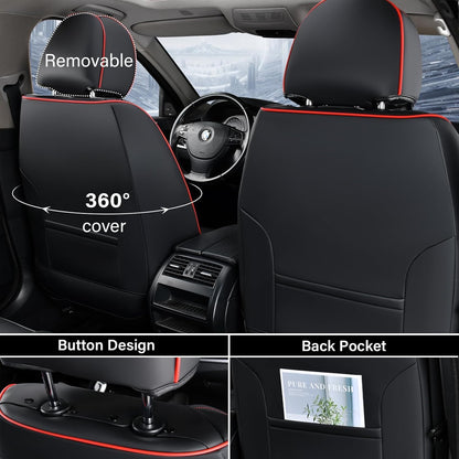 Coverado Seat Covers Full Set, Black Seat Covers for Cars 5 Seats, Car Seat Protector, Waterproof Nappa Leather Car Seat Cushion, Front and Rear Car Seat Cover Fit for Most Sedans SUV Pick-up Truck - Colors A