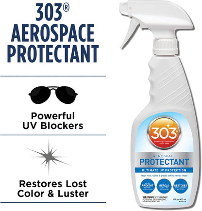 303 Products Aerospace Protectant Spray, UV Protection for Outdoor Surfaces – Protects Vinyl, Plastic & Rubber, Repels Dust & Dirt, Matte Finish, 10 oz