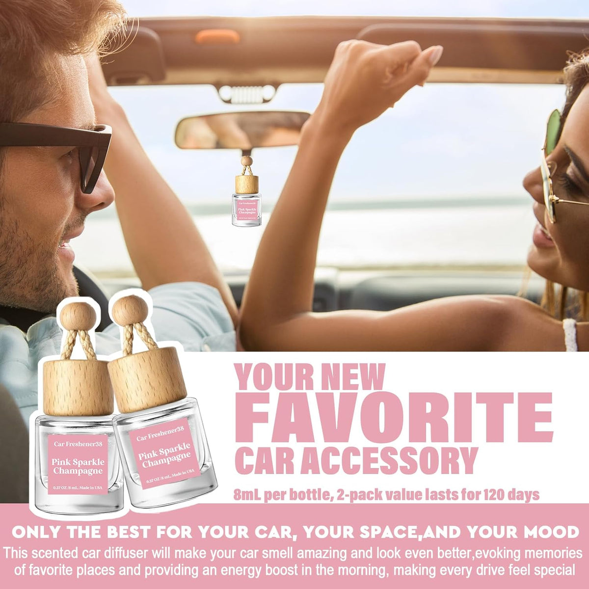 HoogaLife Car Air Freshener Diffuser 2 Pack Hanging Air Freshener Diffuser - Vanilla Cream Fragrance Oil Air D iffuser for Car, 45+ days Long Lasting Fragrance Made in USA C ar Air Fresheners (V54)