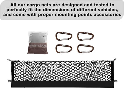 Muslogy Truck Bed Cargo Net Trunk Netting Compatible with 2023-2025 2026 Honda CR-V Accessories, Pickup Cargo Organizer SUV Sedan Storage Net w/Heavy Duty Carabiners - Colors B