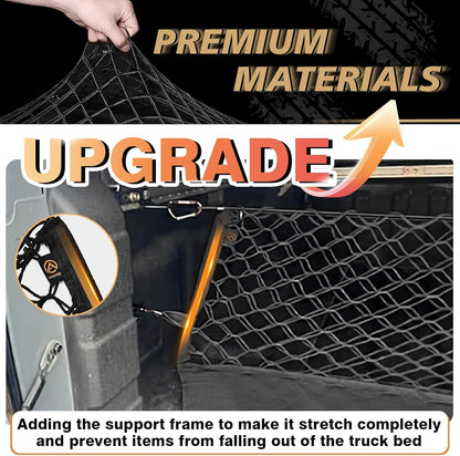 Muslogy Truck Bed Cargo Net Trunk Netting Compatible with 2023-2025 2026 Honda CR-V Accessories, Pickup Cargo Organizer SUV Sedan Storage Net w/Heavy Duty Carabiners - Colors A