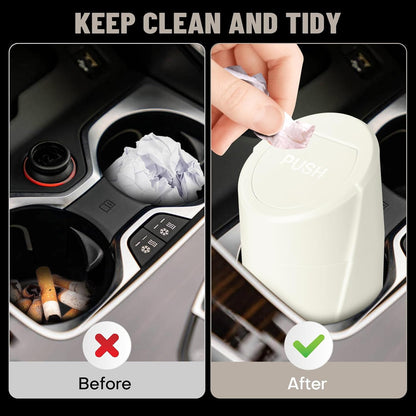 Car Trash Can Bin with Lid - Car Garbage Can Cup Holder - Pink Mini Leakproof Vehicle Garbage Bin with 20pcs Trash Bags - Automobile Organizers and Storage for Front Back Seat Accessories
