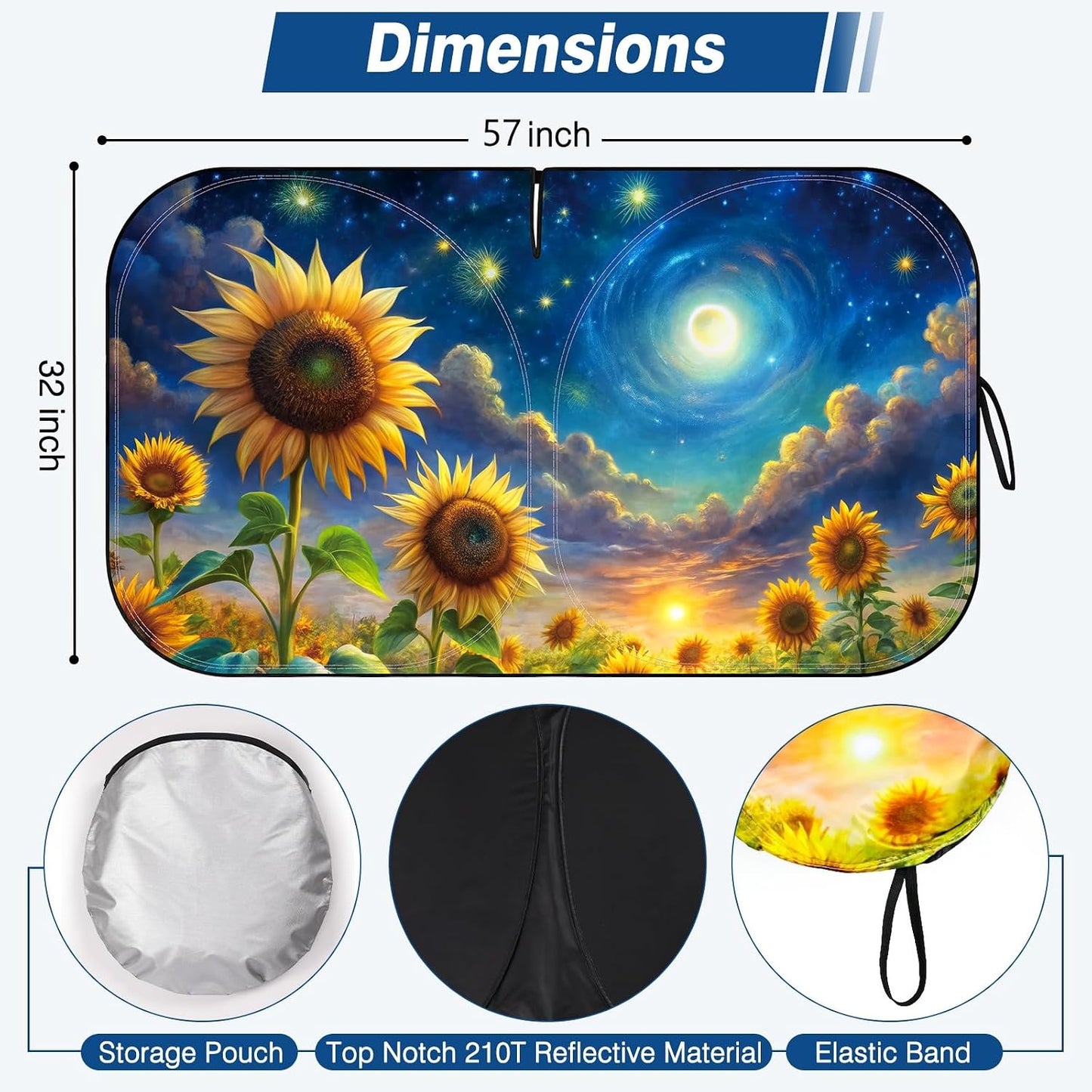 Car Windshield Sun Shade, Foldable Front Window Sunshade Blocks UV Rays, Keep Car Interior Cool, Universal Fit for Hatchback, Truck, SUV, MPV