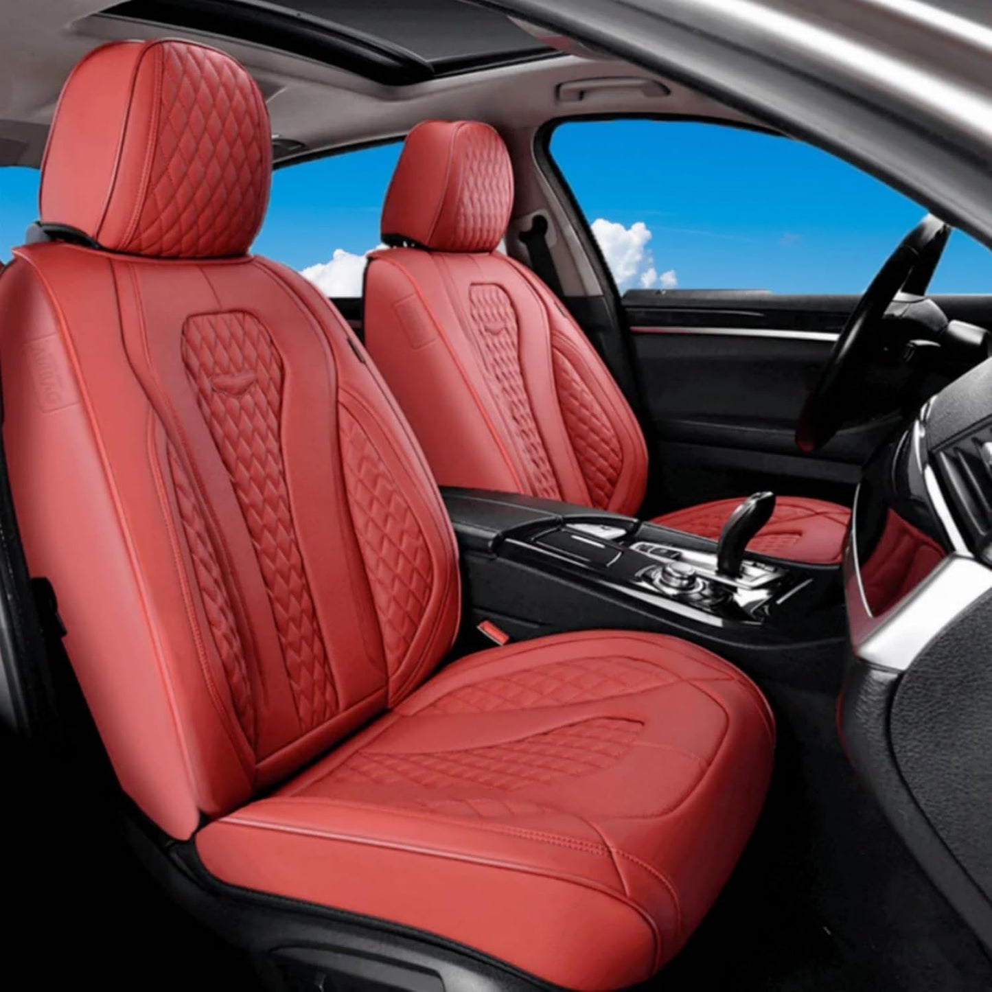 Coverado Seat Covers, Car Seat Covers Full Set, Black Car Seat Cover, Car Seat Covers Front Seats Back Seat Cover, Waterproof Car Seat Cushion, Leather Seat Covers Seat Protector Fit for Most Cars