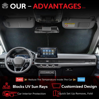 KAYZT Windshield Sun Shade for 2019-2025 2026 Chevy Silverado 1500 /GMC Sierra 1500 2500HD 3500HD Foldable Sunshade Front Window Custom Fit Car Accessories - Colors B