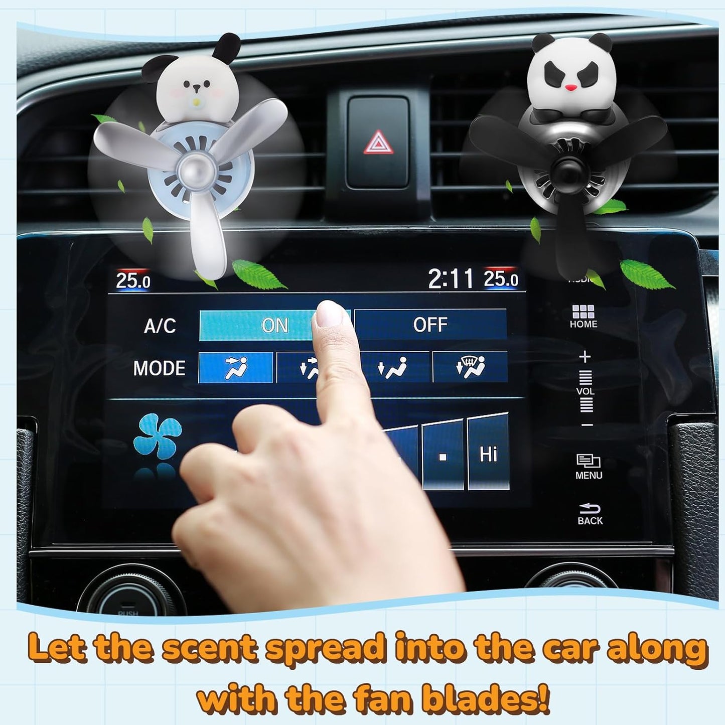 Tallew Car Air Freshener Cute Duck Car Vent Clip Diffuser with Rotating Propeller Outlet Vent 2.5" x 2.4" x 2.1" Easy to Install Included 2 Scents Aroma Tablets Aromatherapy Ornament Auto Accessories