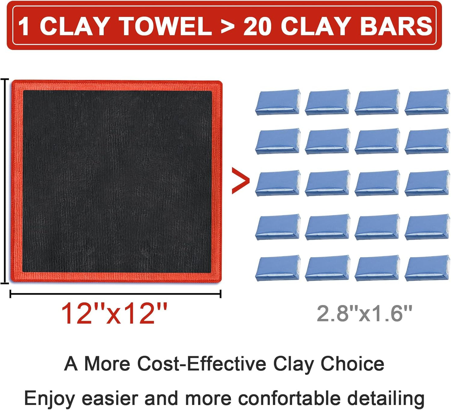 Clay Towel 2 Pack Auto Detailing - Fine Grade Microfiber Car Chamois Towel - DIY Detail Clay Bar Alternative