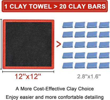 Clay Towel 2 Pack Auto Detailing - Fine Grade Microfiber Car Chamois Towel - DIY Detail Clay Bar Alternative