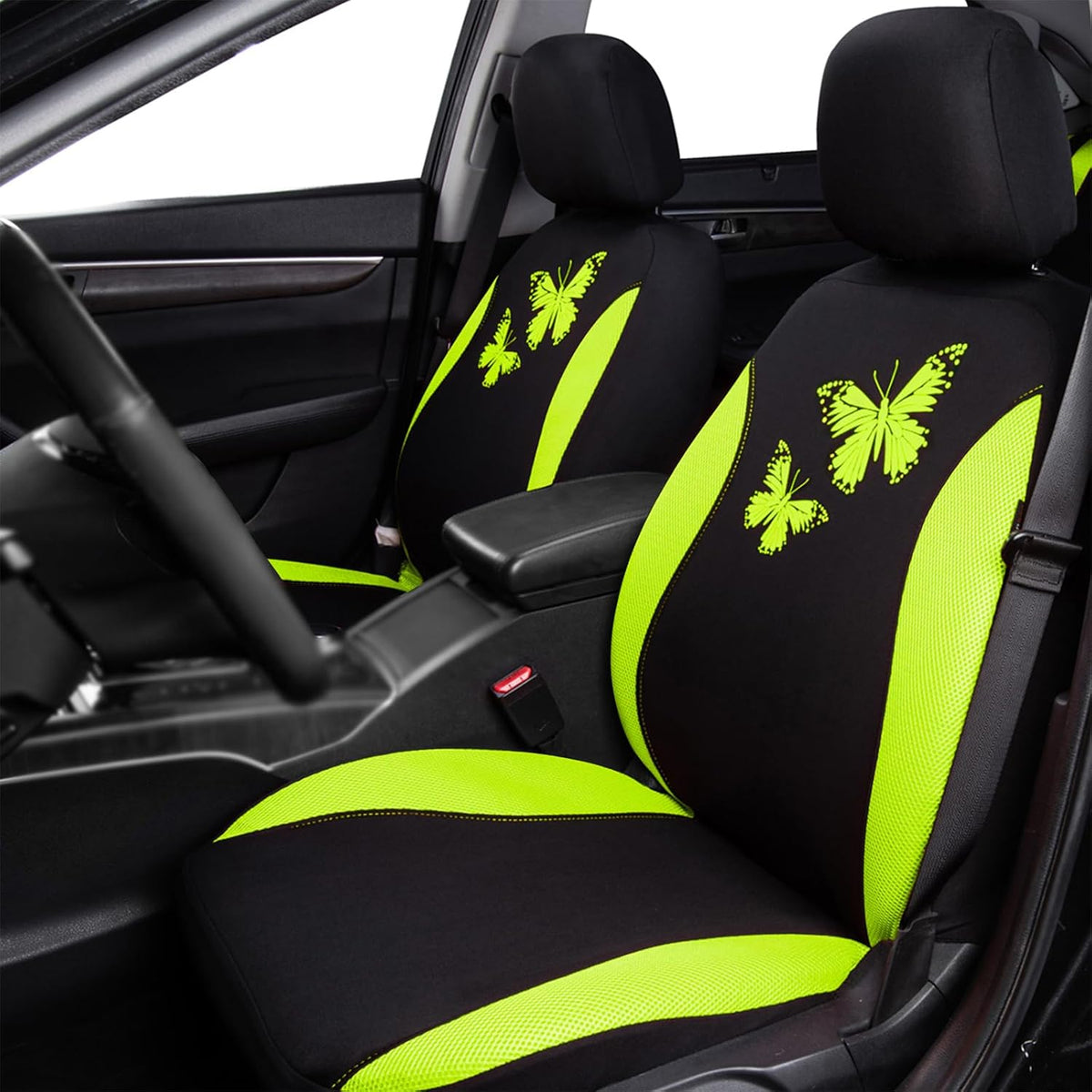 Flying Banner Butterfly car seat Covers ful Set Fashion Universal Lady Woman Female Rear Bench Split Colorized (Pink, 2 Fronts - Lace)