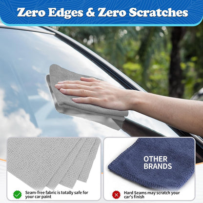 FIXSMITH Shop Towels, Pack of 200, Grey Microfiber Cleaning Cloth Bulk, Microfiber Towels for Cars, All-Purpose Absorbent Cleaning Rags, Dust Cloth for Automotive, Mechanic, Garage, 11.5 x 11.5 inch
