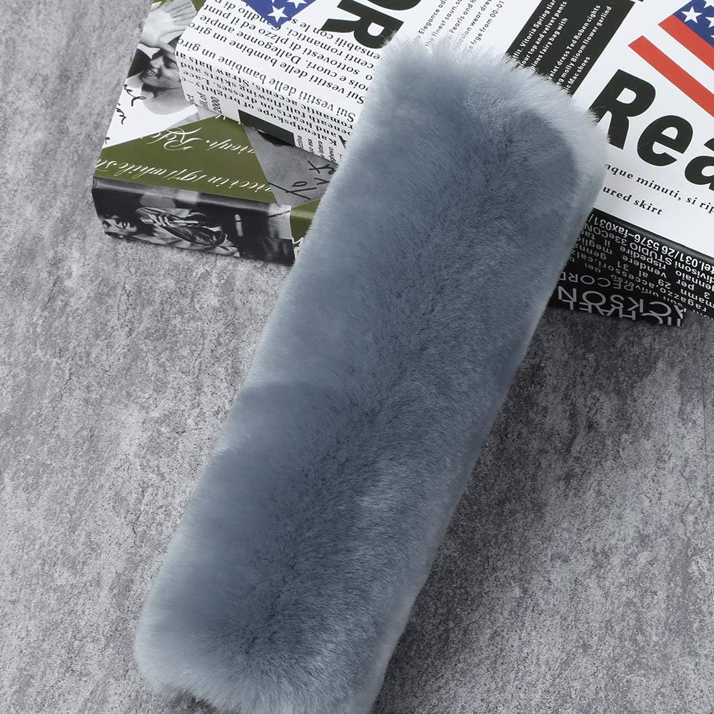 OGLAND Authentic Sheepskin Car Seat Belt Pad,2 Pack Soft Seat Belt Cover for Shoulder Pad Neck Cushion Protector Car Accessories by Genuine Natural Merino Wool (Misty Gray) - Colors A