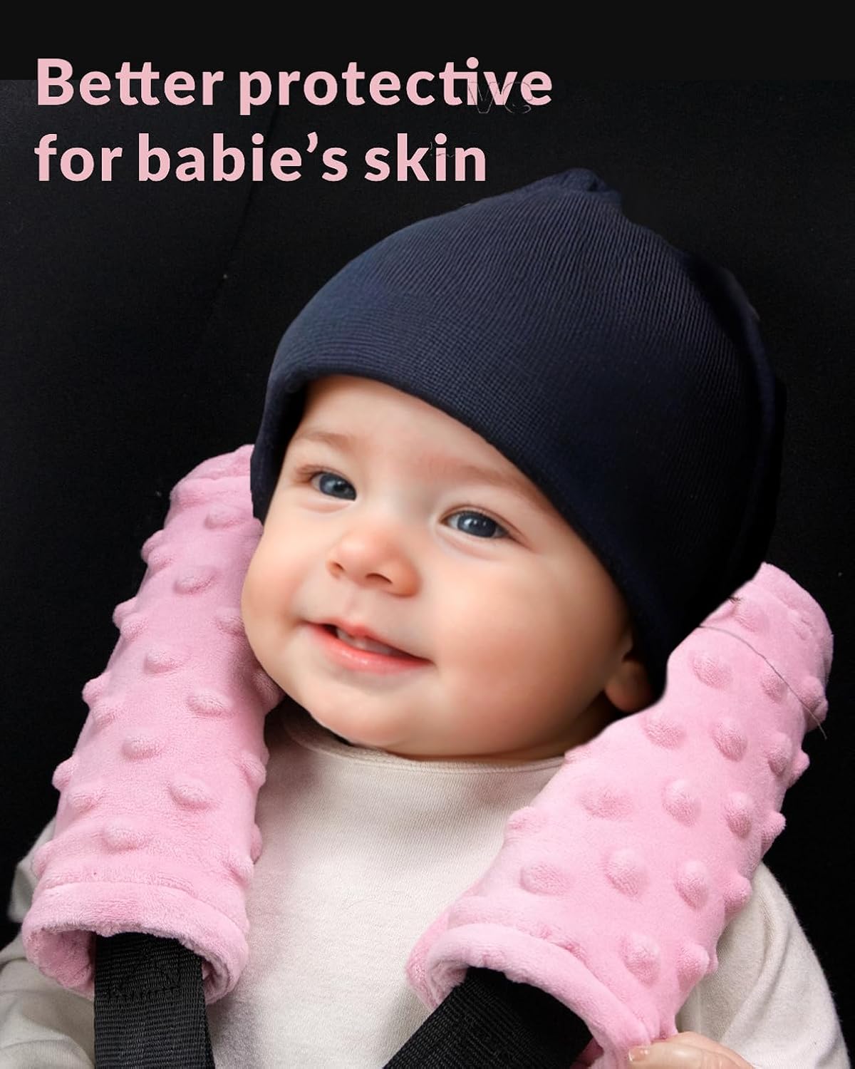 2 Pack Car Seat Belt Covers for Baby Kids, Reversible Soft Car Seat Shoulder Strap Pads, Seatbelt Cushion, Neck Strap Covers for Stroller, Carrier, Pushchair (Black Star)