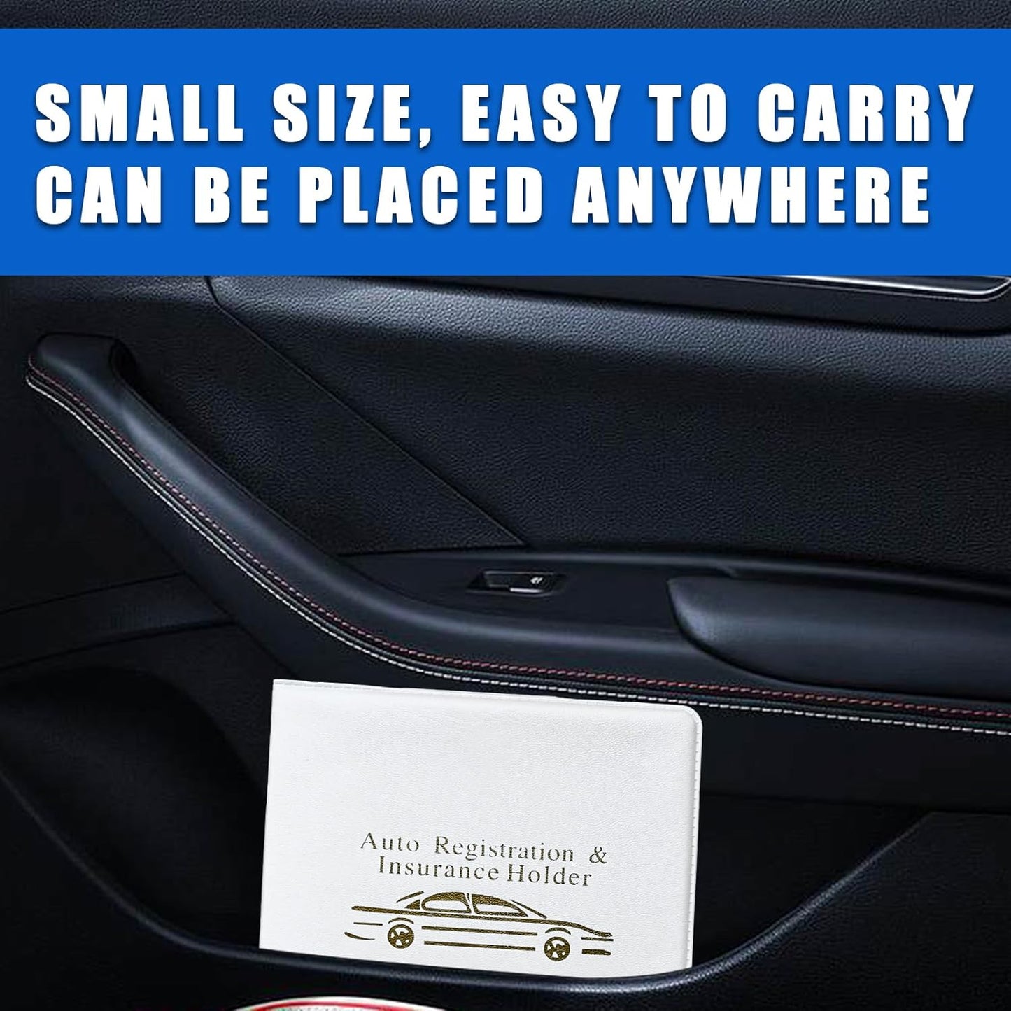 Ziciner Car Registration Insurance Holder, 2Pack Essential Auto Card Document Glove Box Organizer with Touch Fastener, Vehicle Interior Accessories Perfect for Most Car, Truck, SUV (Red/Small Car)