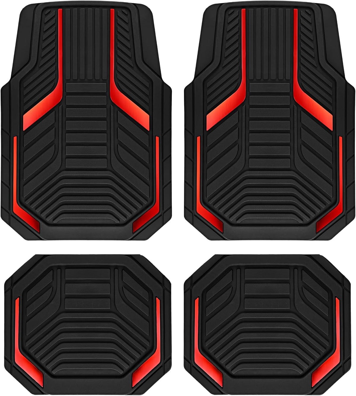 PIC AUTO Heavy Duty Rubber Floor Mats, Purple Aluminum Film Car Mats Set, Front and Rear Car Mats with Anti-Slip Backing, All Weather Protection, Trim-to-Fit for Automotive SUV, Sedan, Van