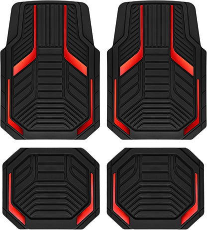 PIC AUTO Heavy Duty Rubber Floor Mats, Purple Aluminum Film Car Mats Set, Front and Rear Car Mats with Anti-Slip Backing, All Weather Protection, Trim-to-Fit for Automotive SUV, Sedan, Van
