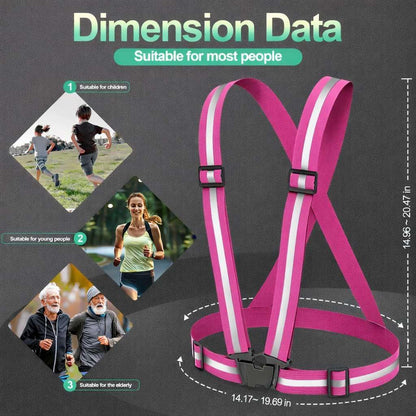 2 Packs Reflective Vest Running Gear, High Visibility Reflective Running Gear Adjustable Elastic Safety Vest for Night Jogging, Biking, Walking or Dog Walking, Running Vest for Men Women Children