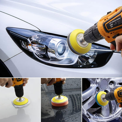 Car Headlight Restoration Kit, 3 Inch Car Polishing Sanding Discs with 1/4 Inch Shank Backing, Scouring Pads, Buffing Sponge, Soft Interface, Woolen Buffer, 41PCS